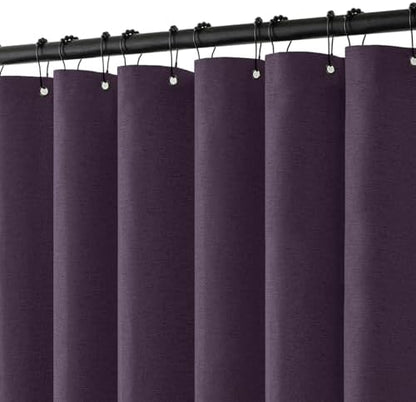 MIULEE Linen Fabric Shower Curtain Purple W72*L72 12 Metal Hooks