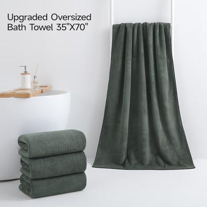 REDKISS 4 Pack Premium Bath Towels, Plush Coral Fleece Towels for Bathroom, Extra Large Bath Towels Set of 4 (35 x 70 in), Super Soft Highly Absorbent Shower Towels for Spa, Gym, Travel, Dark Gray