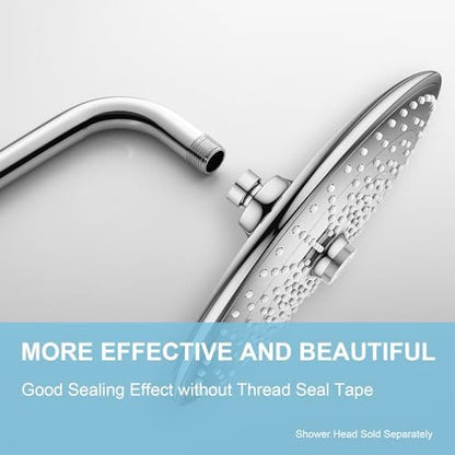 OFFO Shower Arm with Flange, 12 in Wall Mount Replacement Angle Shower Head Arm Wall-Mounted For Fixed Shower Head & Handheld Showerhead, Chrome
