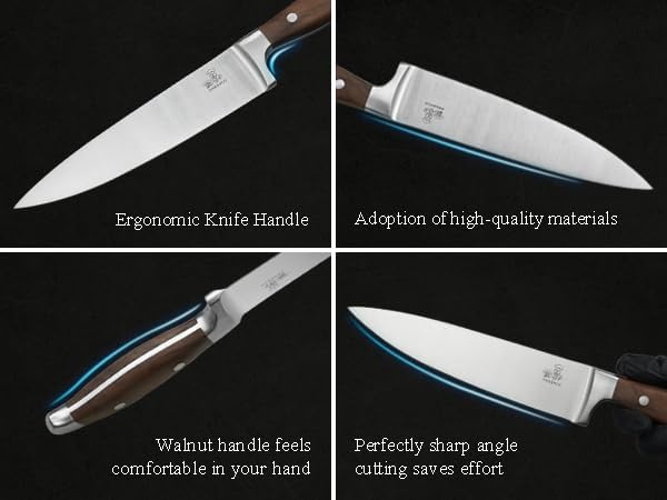 CHUSHIJI Chef Knife 8 Inch, Japanese Professional Chef knife High Carbon Stainless Steel, Razor Sharp Chefs Kitchen Knife, Vegetable Chopping Knife for Cooking With Full-tang Handle, Walnut
