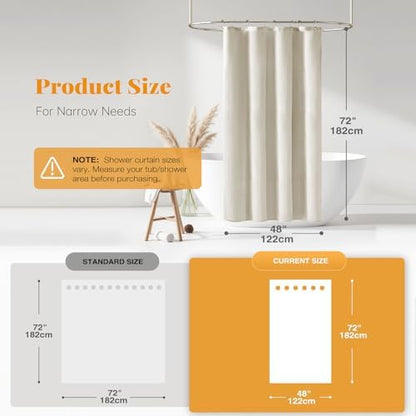 BTTN Linen Textured Waterproof Fabric Shower Curtain, 48x72, Light Cream
