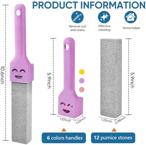 18 Pack Cleaning Pumice Stone Toilet Bowl Stick Cleaner with Handle Hard Water Ring Calcium Buildup Stains Remover Powerfully for Cleaning Toilet Bathtubs Kitchen Sink Grill Pools