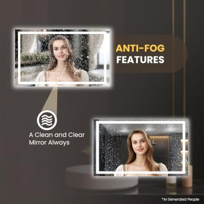 LOAAO 55"X40" LED Bathroom Mirror with Lights, UL Listed