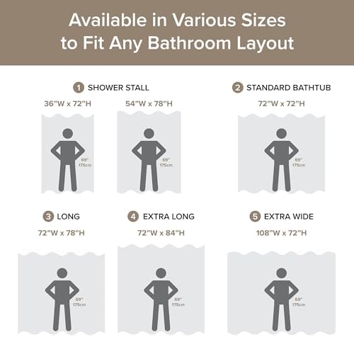 Madison Park Extra Long Shower Curtain for Bathroom, Taupe Ombre 72" x 84"