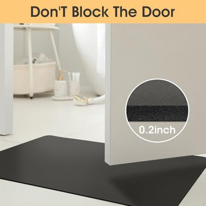 ACCUMTEK Non Slip Bath Mat, Thin Bathroom Rugs Fit Under Door, Quick Dry Bath Mats, Machine Washable Bath Rugs for Bathroom, Bathtub & Kitchen, Charcoal Gray/Solid/U-Shaped 24"x20"