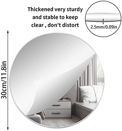 12'' Round Wall Mirror Tiles Self Adhesive Circle Mirror for Wall