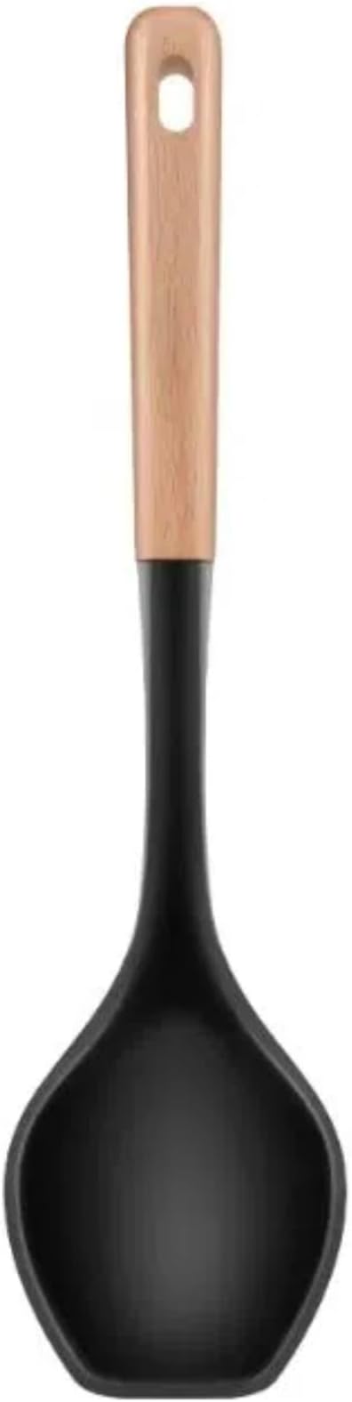 LorisArm Large Cooking Spoons. 12.5" Heat Resistant Silicone Serving Spoon, Nonstick Kitchen Utensils Wooden Handle Rubber Spoon for Mixing, Stiring,Baking,Scooping and Scraping.