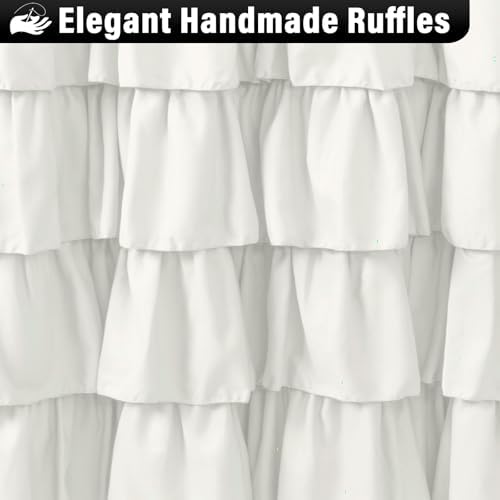 Seasonwood Ivory Ruffle Shower Curtain Farmhouse Shower Curtain 72 X 72