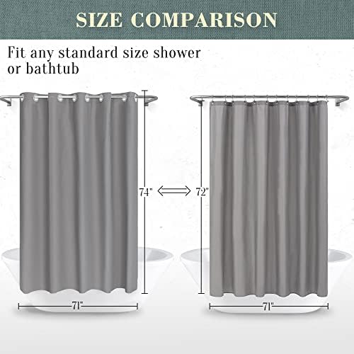 No Hook PEVA Shower Curtain or Liner, Standard Size 71x74, Dark Gray