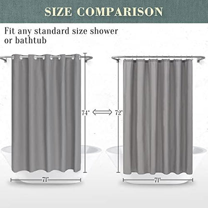 No Hook PEVA Shower Curtain or Liner, Standard Size 71x74, Dark Gray