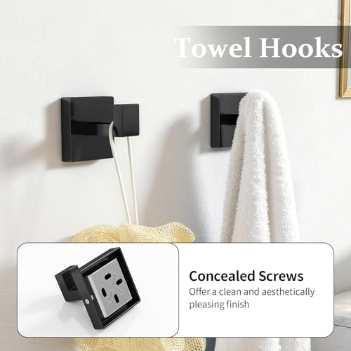 STWWO 5-Piece Matte Black Bathroom Accessories Hardware Set