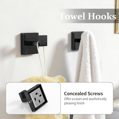 STWWO 5-Piece Matte Black Bathroom Accessories Hardware Set