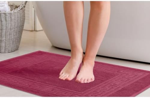 Superior Heavyweight Cotton Bath Mats, 2-Piece Rugs For Bathroom Accessories, Washable Rug For Shower, Toilet, Modern Decor, No Backing, Luxury Hotel And Spa Quality, Set of 2, 22" x 35", Burgundy