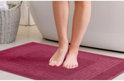 Superior Heavyweight Cotton Bath Mats, 2-Piece Rugs For Bathroom Accessories, Washable Rug For Shower, Toilet, Modern Decor, No Backing, Luxury Hotel And Spa Quality, Set of 2, 22" x 35", Burgundy