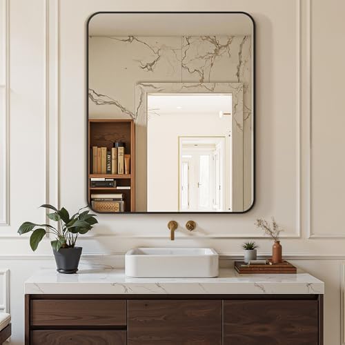 Delma Bathroom Vanity Mirror, Black Framed Mirror for Over Sink, 36x30