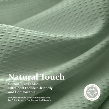Dynamene Waffle Shower Curtain 256 GSM Heavy Duty Fabric 72"x72" Sage Green