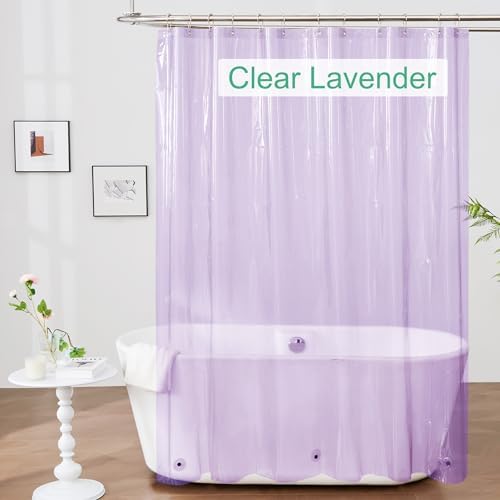 Mrs Awesome Clear Lavender Shower Curtain Liner with 3 Magnets, 72x72
