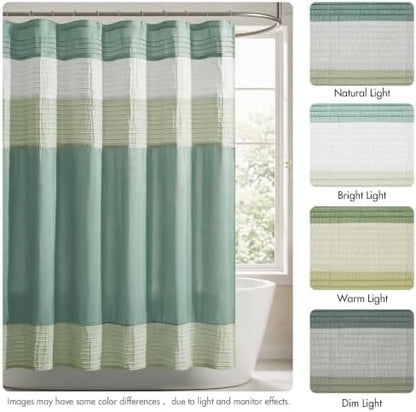 Madison Park Amherst 72 x 72 Bathroom Shower Curtain, Faux Silk, Green