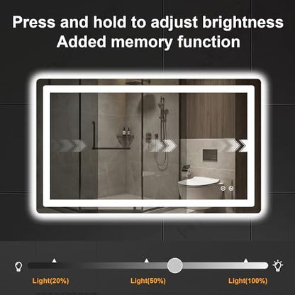 LED Bathroom Mirror with Lights, 24 x 40 Lighted Vanity Wall Mirror