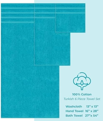 American Soft Linen 100% Cotton Luxury Turkish Towels, 6 Piece Towel Set