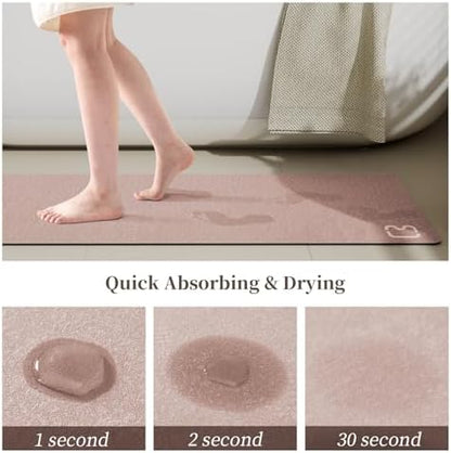 Diatomaceous Earth Bath Mat Stone Bath Mats for Bathroom,17"x27",Blush Pink