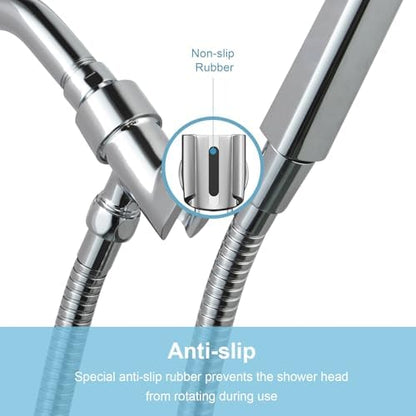 OFFO Shower Head Holder with Solid Metal Ball Joint for Handheld Shower Head, Adjustable Shower Arm Mount for Connecting Shower Arm and Shower Hose, 1/2 in IPS Female Inlet and Male Outlet, Chrome