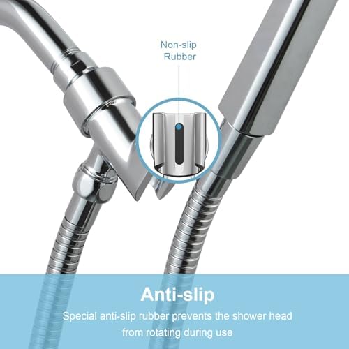 OFFO Shower Head Holder All Metal for Handheld Shower Head, Adjustable Shower Arm Mount with Solid Brass Pivot Ball, 1/2 in IPS Female Inlet and Male Outlet, Chrome