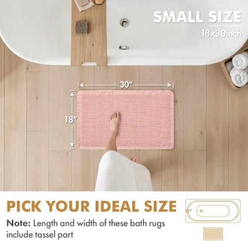 MIULEE Set of 2 Waffle Bathroom Rugs Boho Bath Mat Pink 18x30 Inch