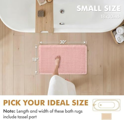 MIULEE Set of 2 Waffle Bathroom Rugs Boho Bath Mat Pink 18x30 Inch