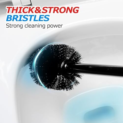 FORASTO 2Pack 2 in 1 Toilet Brush and Plunger Set, Extended Handle Plunger,Toilet Bowl Brush Plunger Set,Bathroom Cleaning Tools,Toilet Brush Plunger Combo,Cleaning Supplies，Black