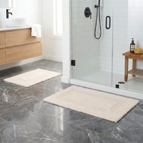 Lavish Home Bathroom Rugs Set, Ivory, Set of 2, 35”/25”