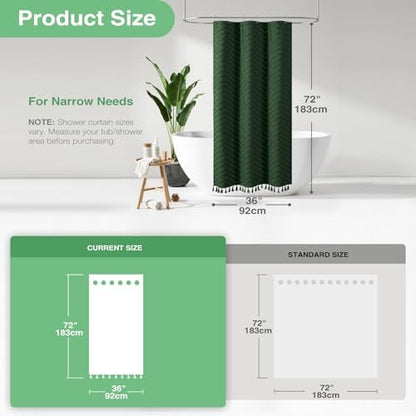 Dynamene Stall Boho Shower Curtain Tufted Chevron 36"x72" Dark Green