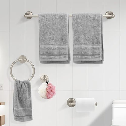 4-Piece Brushed Nickel Bathroom Hardware Accessories Set, 24 Inch Towel Bar, Towel Rack, Bathroom Towel Holder