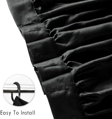Homechoice Decor Black Ruffle Shower Curtain 60" W x 72" L Stall Size
