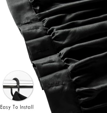 Homechoice Decor Black Ruffle Shower Curtain 60" W x 72" L Stall Size