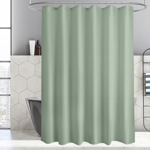 Titanker Waterproof Shower Curtain Liner Fabric, Sage Green Shower Curtain Liner with Magnets, Cloth Shower Liner Soft, Lightweight, Machine Washable, 70 x 72 Inches