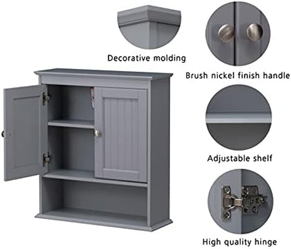 Spirich Bathroom Medicine Cabinet Over Toilet, Wall Mounted Cabinet, Gray