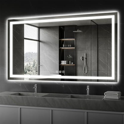Koonmi 60x36 LED Bathroom Mirror, Shatterproof Mirror with Light