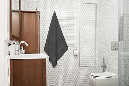 Bath Towels Pack of 6 – 24" x 50" – 100% Cotton Terry, Soft, Quick-Dry & Highly Absorbent – Charcoal Grey Towels for Bathroom, Spa, Gym, Hotel, Pool & Everyday Use