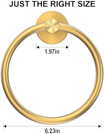 SetSail Towel Holder for Bathroom Wall Brushed Gold Towel Ring, 2 Packs