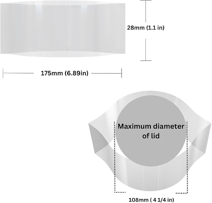 175 x 28 mm Clear Perforated Shrink Band for Protein Powder Jars, Bulk Supplement Jars & Wide-Mouth Containers [Cap Diameter: 4 1/4"] Pack of 1,000
