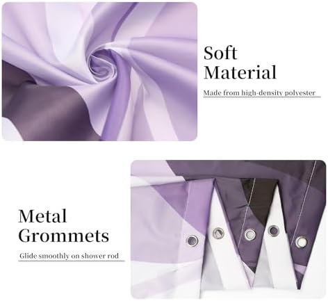 Purple Striped Shower Curtain with Hooks for Bathroom 72x78 Inch
