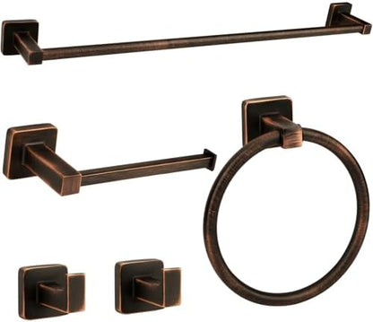 5 Piece Bathroom Hardware Accessories Set Oil Rubbed Bronze,24 Inch Towel Bar Set,Towel Rack Set,Bathroom Towel Holder Set
