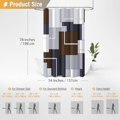 BTTN 54x78 Stall Modern Geometric Waterproof Fabric Shower Curtain, Brown
