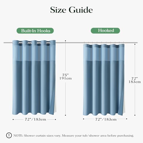 Dynamene Moonlight Blue Hook Free Waffle Shower Curtain & Snap Liner,72x75