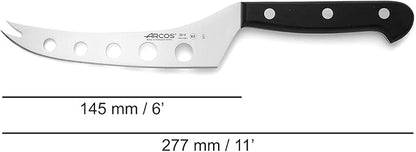 Arcos Cheese Knife 6 Inch Nitrum Stainless Steel and 145 mm blade. 161 gr. Ergonomic Polyoxymethylene POM Handle. Series Universal. Color Black