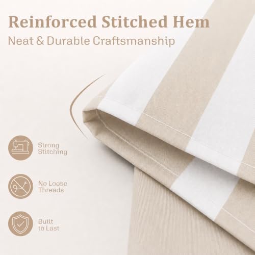 Ohocut Vertical Striped Shower Curtain, Cute Retro Vintage Stripe Bow Bathroom Shower Curtain, Waterproof Polyester Fabric Modern Bath Curtain for Bathroom 72x72 Inches Beige