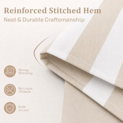 Ohocut Vertical Striped Shower Curtain, Cute Retro Vintage Stripe Bow Bathroom Shower Curtain, Waterproof Polyester Fabric Modern Bath Curtain for Bathroom 72x72 Inches Beige