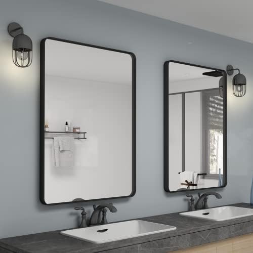2 Pack of 24x36 Inch Black Metal Framed Bathrrom Mirror