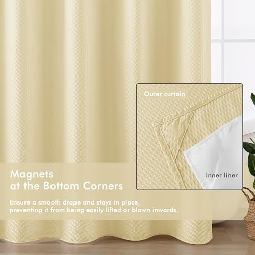 Mrs Awesome No Hook Shower Curtain with Snap-in Fabric Liner 71x74, Beige